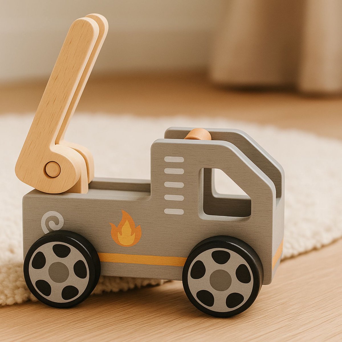 Maxx Kidz Houten Brandweerkazerne - Brandweer Speelgoed - Houten Garage met Brandweerauto en Accessoires - Peuter Speelgoed vanaf 2 jaar — afbeelding 3