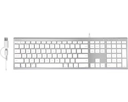 Macally UCACEKEYA2 Super dun bedraad USB toetsenbord voor Mac, Windows PC, iPad en Android tablet - Witte toetsen/Zilverkleurig - US Engels (QWERTY) layout
