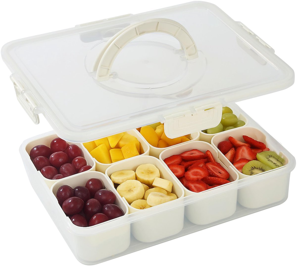 Ibenzoa® Handige snackbox met acht vakken en deksel voor georganiseerde opslag