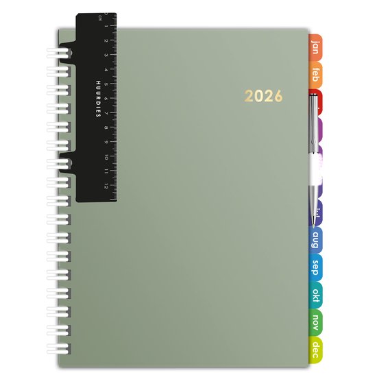 Huurdies agenda 2026 - A5 – Hardcover - Krasvast & Goudfolie - Groen