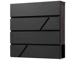 BRASQ Brievenbus Hangend Zwart Deluxe - Wandbrievenbus met Slot en krantenvak - Incl. Montagemateriaal & 2 Sleutels - Postbus - brievenbus - RVS