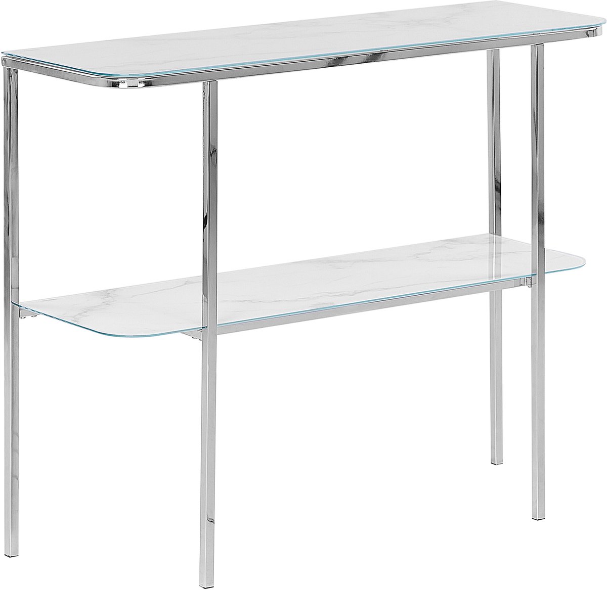 CALVERT - Consoletafel - Wit/Zilver - Veiligheidsglas