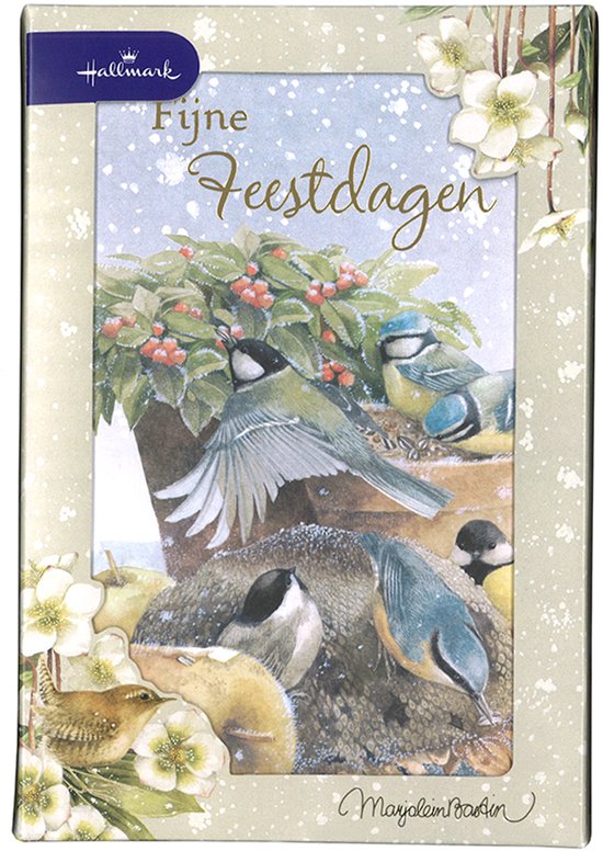 Hallmark - Marjolein Bastin - 20 Kerstkaarten - Vogeltjes - Goudfolie - Kerst - Nieuwjaar - 12,5 x 18 cm