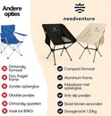 Vergelijking: zwarte campingstoel met anti-slip pootjes en 120kg draagkracht versus blauwe stoel.