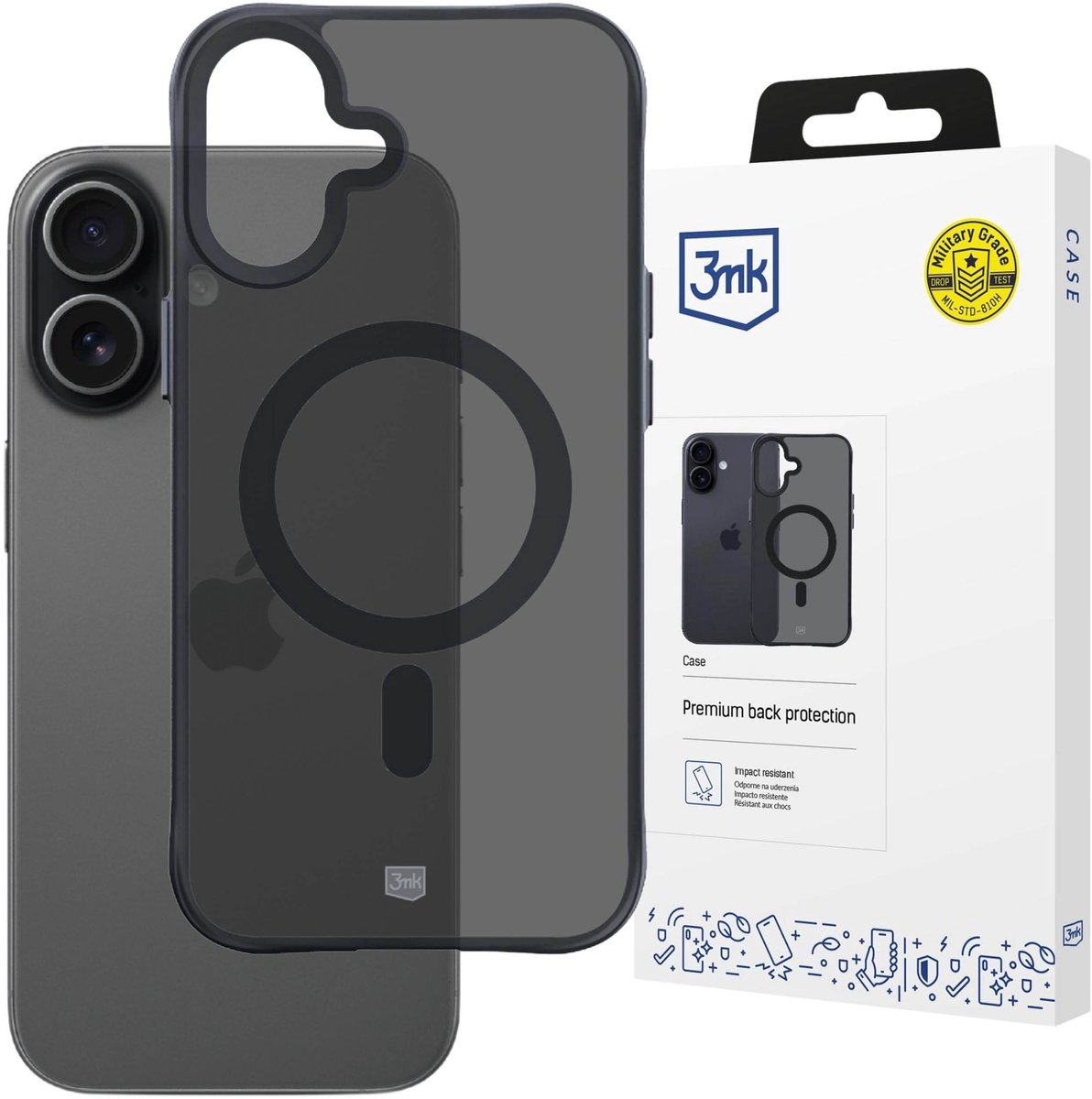 Rokerige kleur, transparant grijs antislip telefoonhoesje voor Apple iPhone 17 - 3mk Smoke MagCase