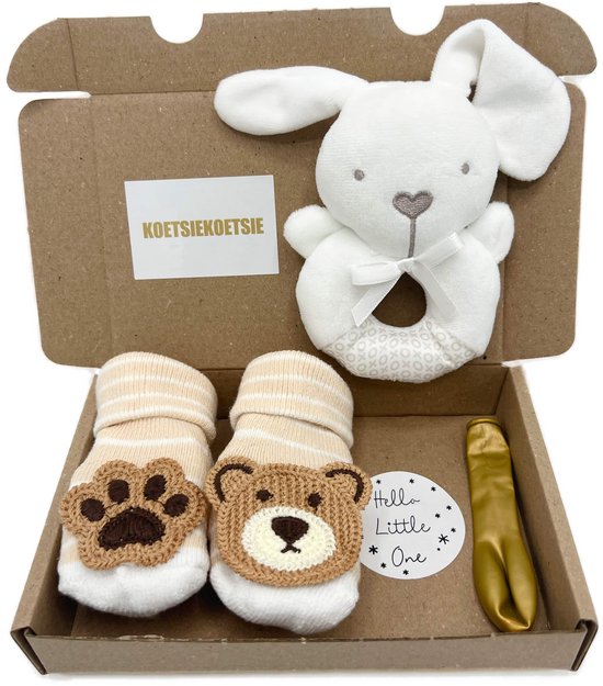 Kraamcadeau - zwangerschapsfelicitatie - babysokjes en rammelaar - 2 kleuren - gender reveal - kan ook rechtstreeks als cadeau worden opgestuurd — afbeelding 4