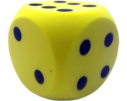 T&F Creations Grote dobbelsteen - geel - 16 x 16 cm - foam - groot formaat - dobbelspel dobbelsteen