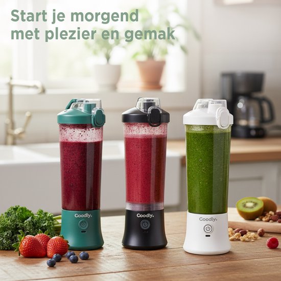 Goodly® Blender to go - Smoothie maker - Draagbare Blender - USB Oplaadbaar - Juicer - Mixer - incl. handige gebruikerstips - Licht & Compact - 600ml - Wit van Merkloos — afbeelding 2