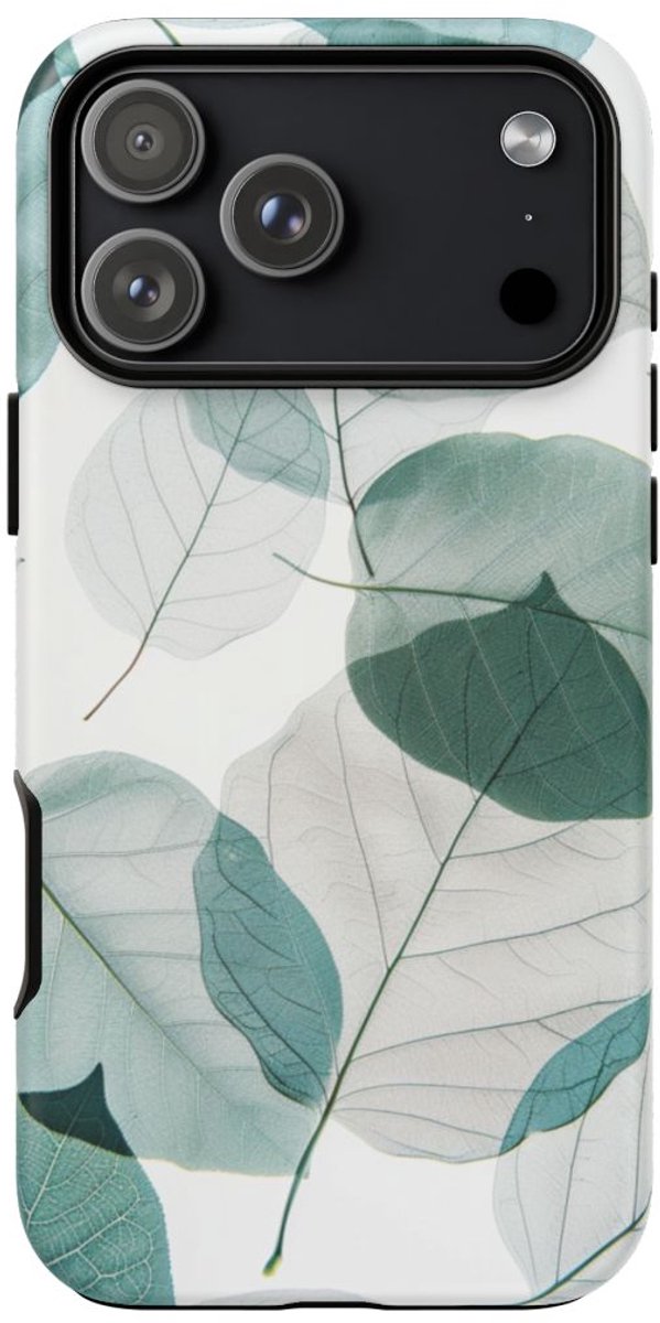 Transparante Blauwe Bladeren – Mat Stevig Telefoonhoesje Geschikt voor iPhone 17 Pro Max