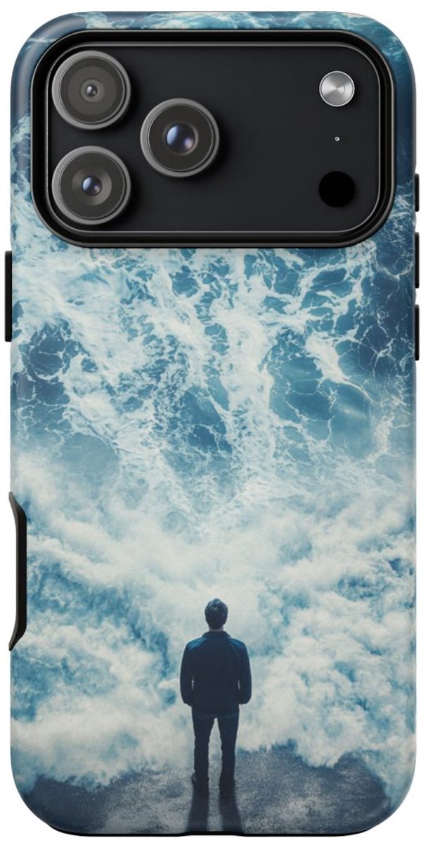 Man Tegenover Oceaangolven – Telefoonhoesje Geschikt voor iPhone 17 Pro Max