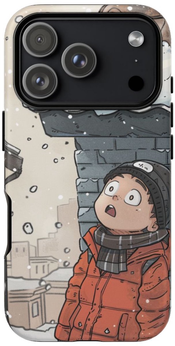 Chibi Wintertafereel met Besneeuwd Dak – Telefoonhoesje Geschikt voor iPhone 17 Pro