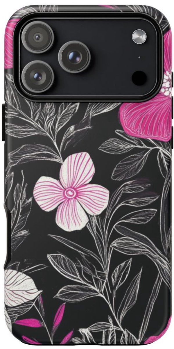 Roze en Witte Bloemenprint – Telefoonhoesje Geschikt voor iPhone 17 Pro Max