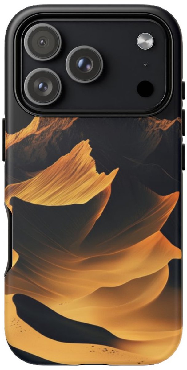 Gouden Gradient Berglandschap – Telefoonhoesje Geschikt voor iPhone 17 Pro