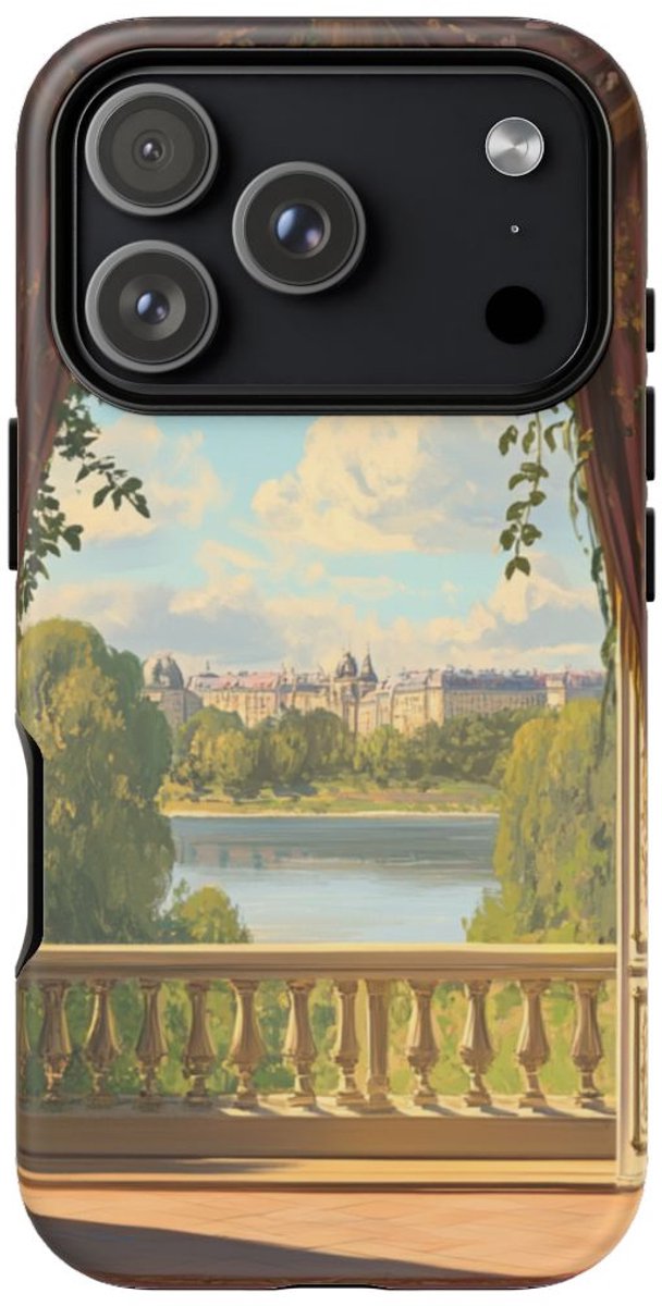 Elegante Bloemrijke Balkonuitzicht – Telefoonhoesje Geschikt voor iPhone 17 Pro