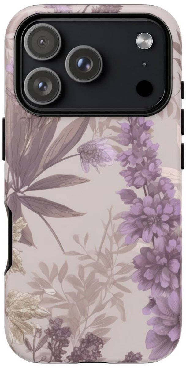 Lila Bloemenpatroon met Matte Afwerking – Telefoonhoesje Geschikt voor iPhone 17 Pro