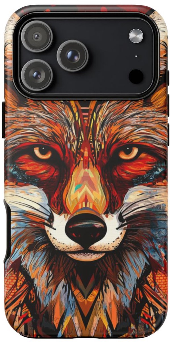 Abstracte Kleurrijke Vossenhoofd – Telefoonhoesje Geschikt voor iPhone 17 Pro Max