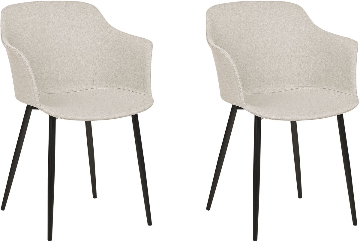 ELIM - Eetkamerstoel set van 2 - Lichtbeige - Polyester