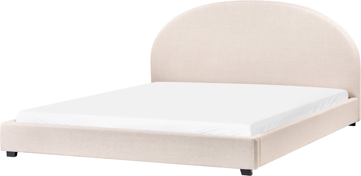 Beliani VAUCLUSE - Tweepersoonsbed - Lichtbeige - 180 x 200 cm - Polyester