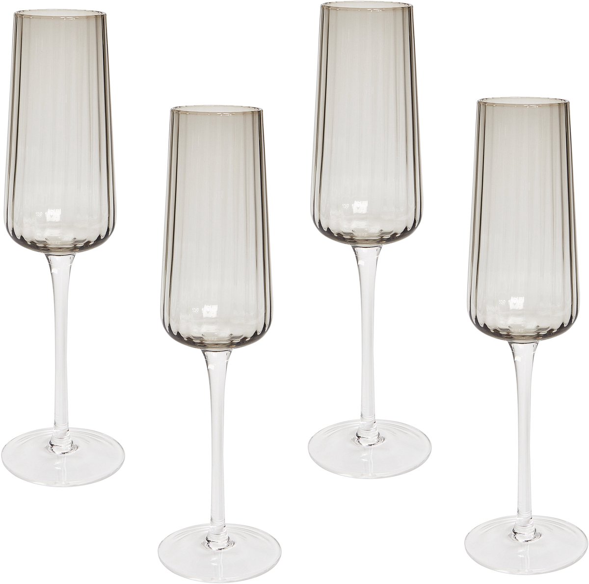 QUARTZ - Champagne glazen set van 4 - Lichtgrijs - Glas