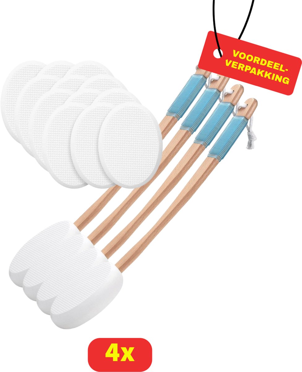 Washulp Rug - Hulpmiddel voor het aanbrengen van lotion op de rug - Wit- Inclusief 4 pads - 4X - Voordeelverpakking