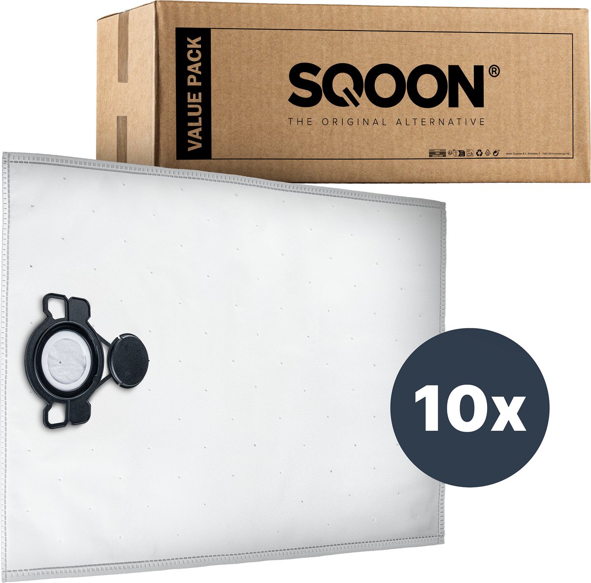 SQOON Stofzuigerzakken PRO Geschikt voor Nilfisk Attix 33 / 44, VHS 40 / 42 & Makita VC4210 - 10 Stuks