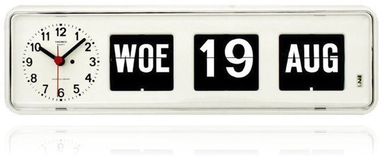 Twemco BQ38 - Wit - Dementieklok - Tafelmodel - Klok Voor Dementerende Ouderen - Alzheimerklok - Kalenderklok - Seniorenklok - Klok Voor Ouderen - Klok Met Datum - Klok Met Dag - Klok Voor Slechtzienden