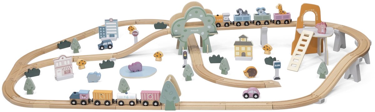 PolarB® Houten Kinder Treinbaan 90 Stuks