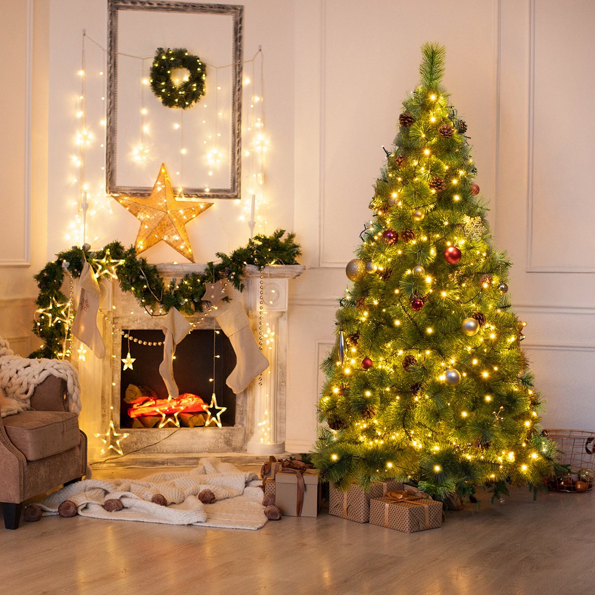 Aigostar 10BZQ - Kunstkerstboom met LED Verlichting - Kerstboom - 180 CM - 300 LED-licht - Kerstboom - Metalen standaard - Groene – foto 8