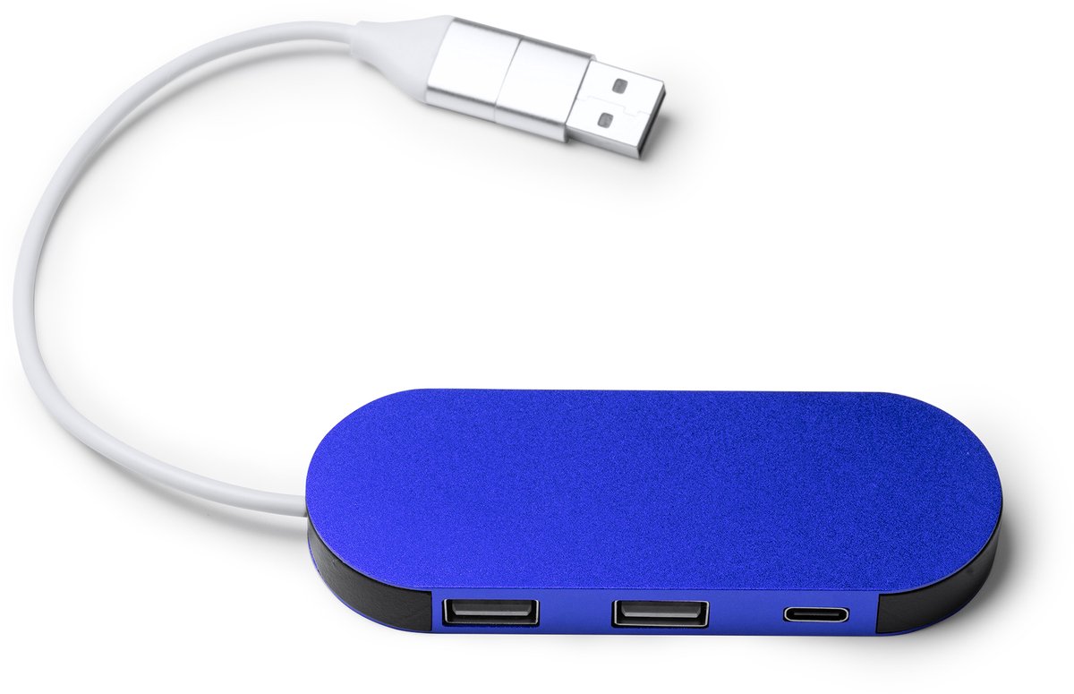 USB Hub 3.0 - USB Splitter - 3 Poorten - Blauw - van hoogwaardig gerecycled aluminium