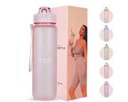 Cabau Bloom Waterfles / Drinkfles - 1 liter - Soft Pink - Handige drinktuit & unieke maataanduiding - BPA- & Lekvrij - Drinkfles met rietje volwassenen - Drinkfles volwassenen - Drinkfles 1 liter - Verschillende drinkflessen - Cadeau voor haar