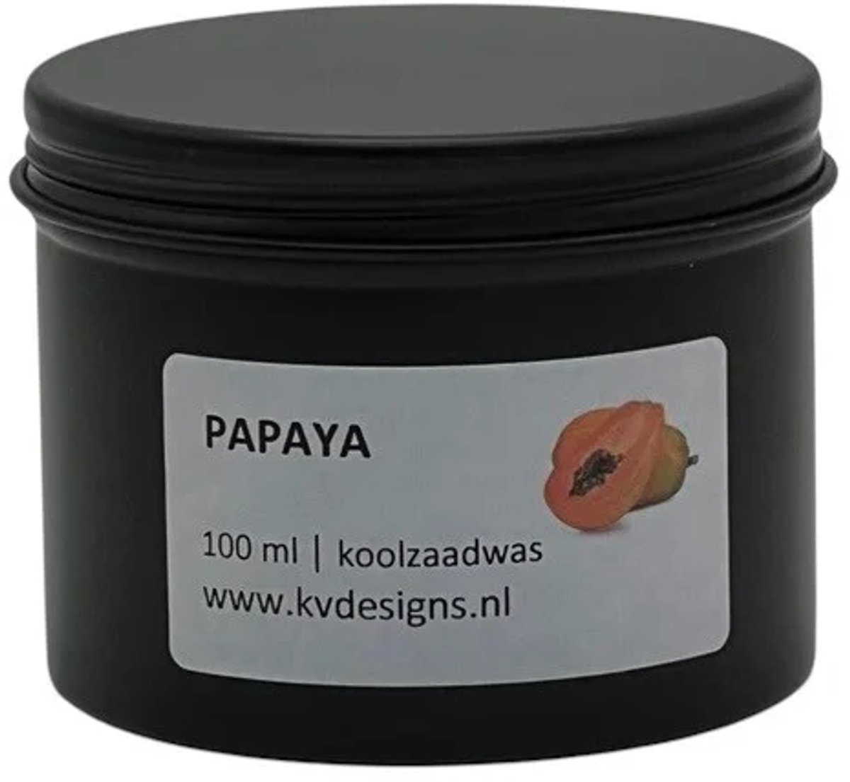 Geurkaars 100ml – Papaya – Handgemaakt van Koolzaadwas – 40 branduren – KV DESIGNS