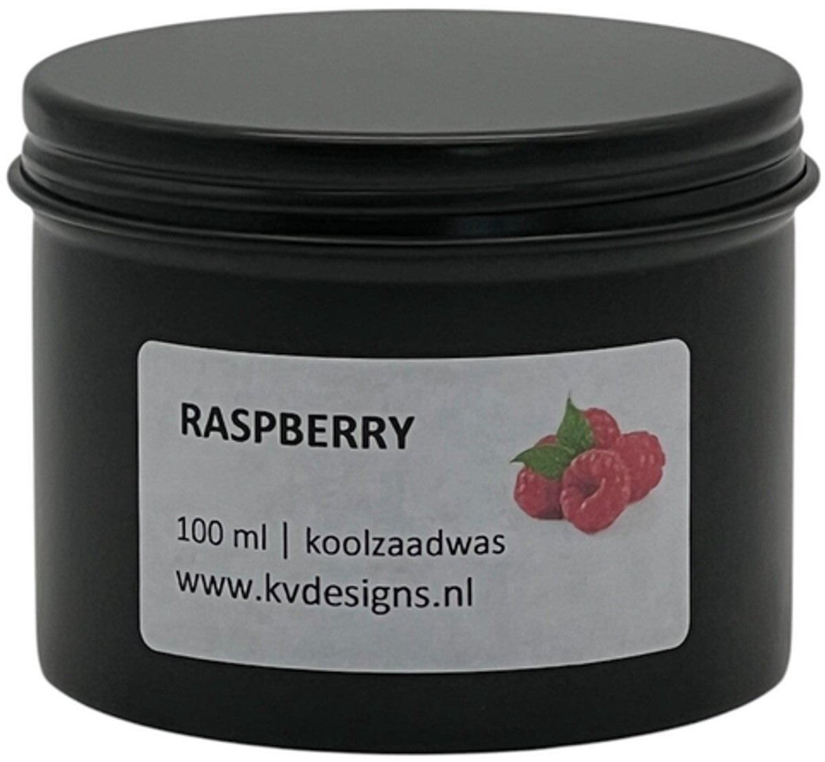 Geurkaars 100ml – Raspberry – Handgemaakt van Koolzaadwas – 40 branduren – KV DESIGNS