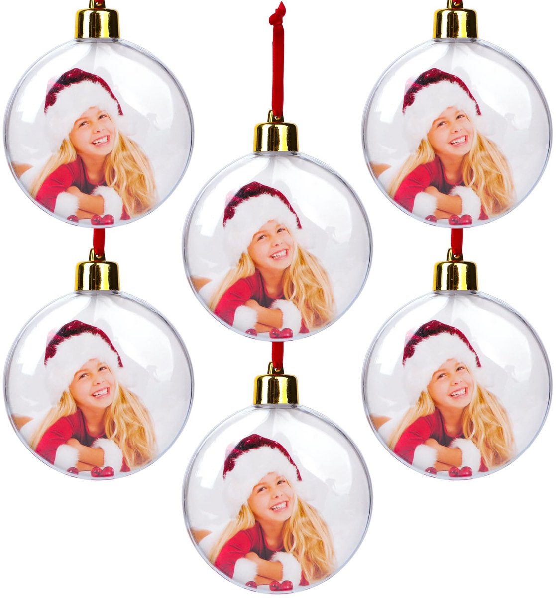 6 Pieces Christmas Photo Ball Transparent Frame Christmas Baubles Christmas Tree Hanging Decoration for DIY Holiday Party Decorations Photo Decors