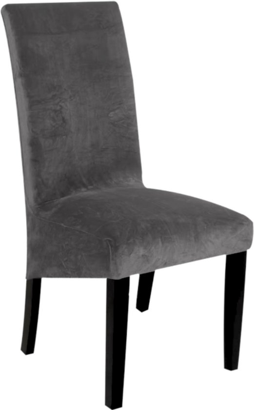Housse de chaise Hilvard - Housse de Housses de siège - Velours - Extensible - Grijs - Taille XL