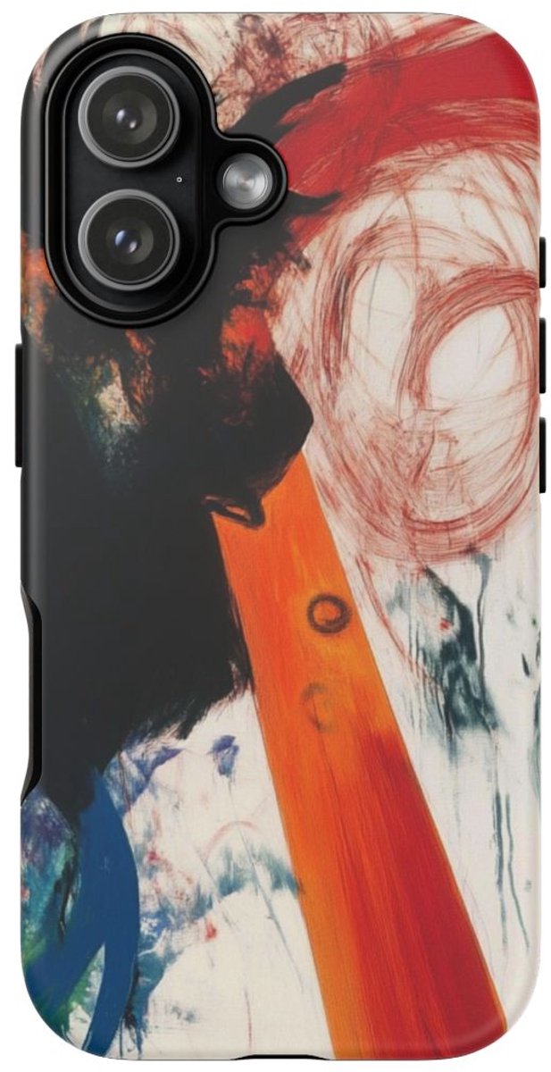 Abstracte Zwarte en Rode Penseelstreken – Telefoonhoesje Geschikt voor iPhone 17