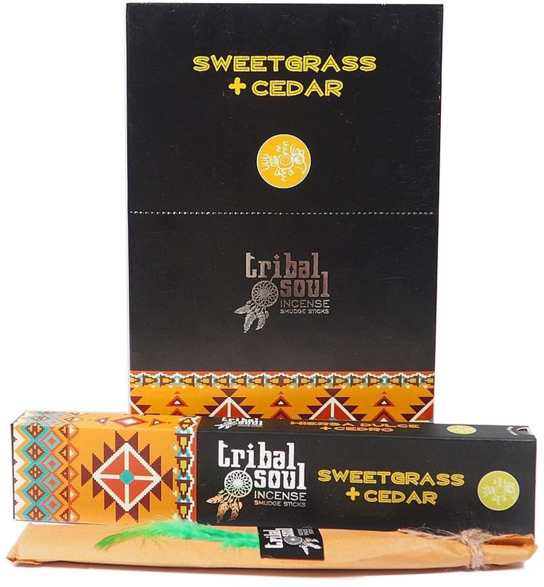 Tribal soul Wierookstokjes Tribal Soul Sweetgrass & Cedar (12 pakjes a 15 gram) zwart