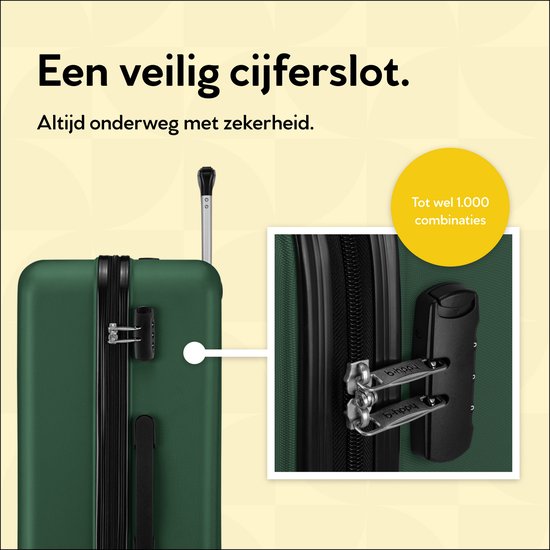 BHPPY Reiskoffer groot 75x49x29cm - Lichtgewicht koffer met 95L inhoud - Reiskoffer met wielen - Veilig cijferslot - Jungle Green