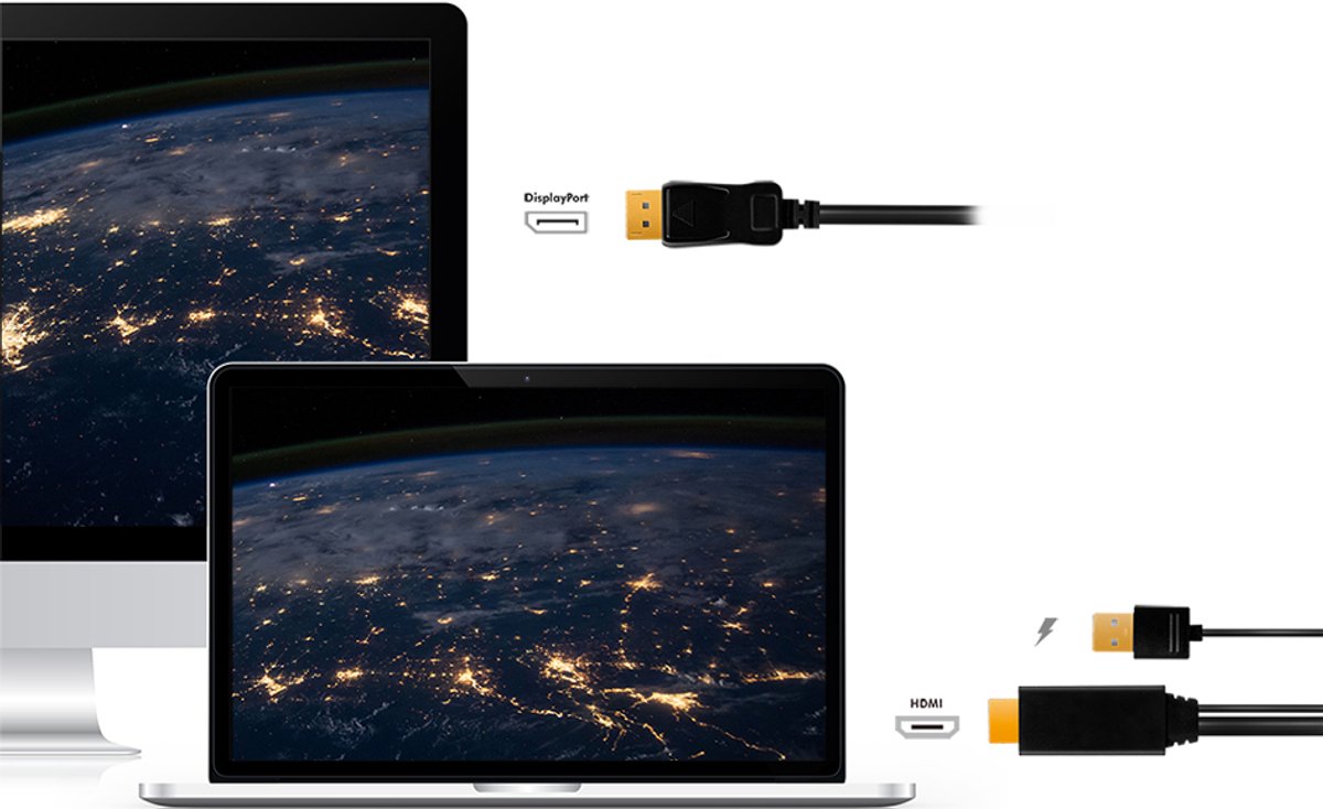 LogiLink HDMI naar DisplayPort kabel met USB voeding 1 meter