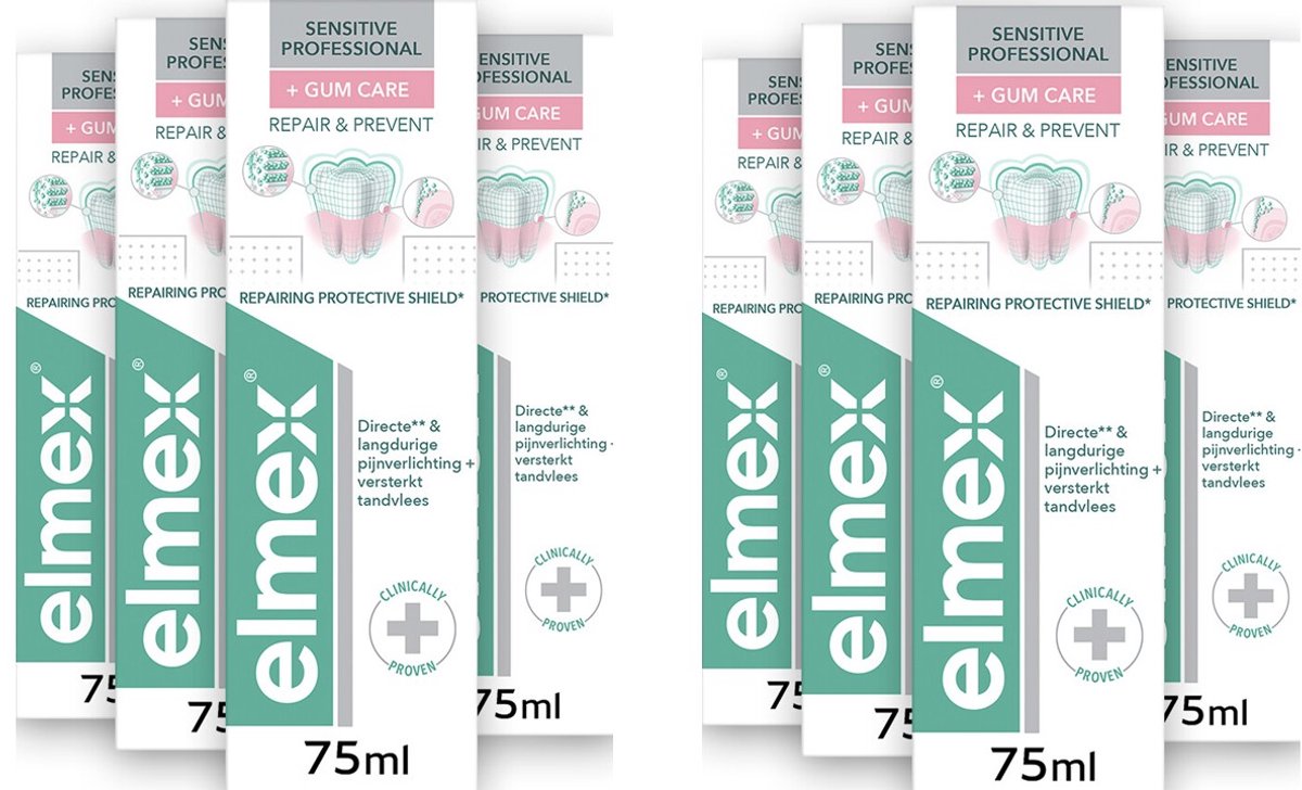 Elmex Tandpasta - Sensitive Professional - Repair & Prevent - 8 x 75 ml - Gum Care