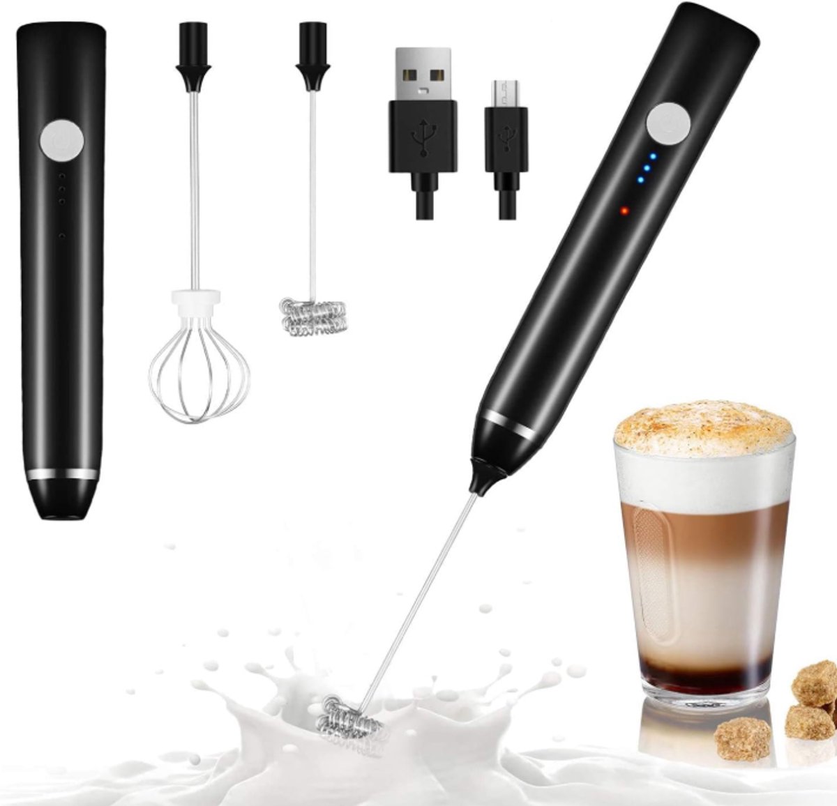 Elektrische melkopschuimer - Melkopschuimer - Elektrische garde - USB-oplaadbare melkopschuimer - Draadloze minimixer - Koffieopschuimer