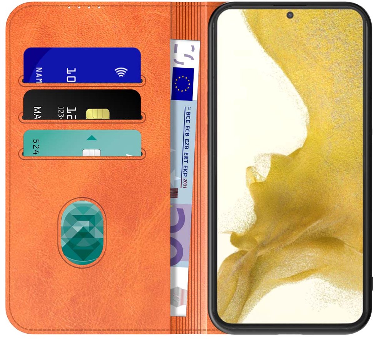 Geschikt voor Samsung Galaxy S22 Plus Telefoonhoesje Bruin Kunstleer Met Magnetische Sluiting - Portemonnee BookCase Met Pasjeshouder - ProtX
