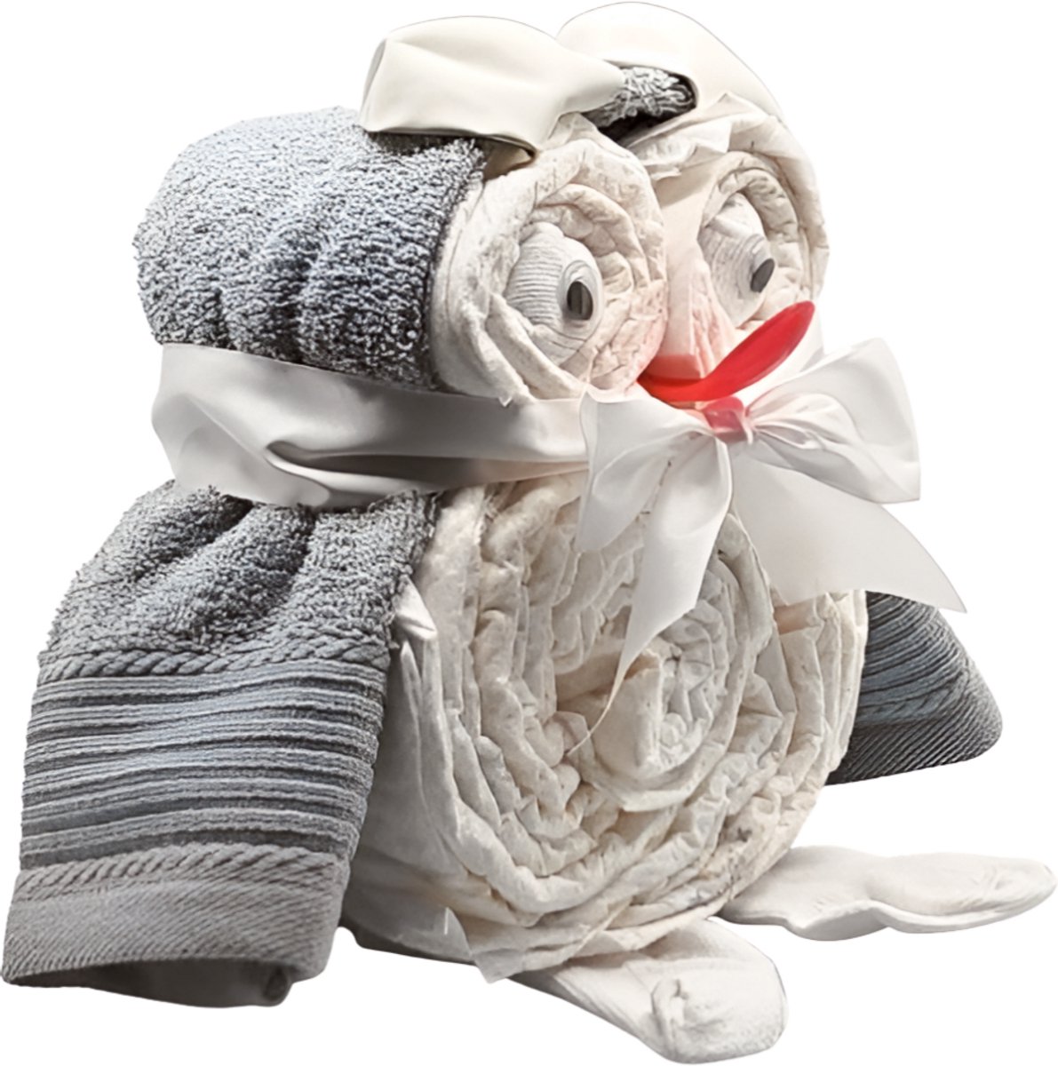 De Zoetebekjes® - Luiertaart - Pampertaart - Kraamcadeau - Uiltjesknapper - Grijs