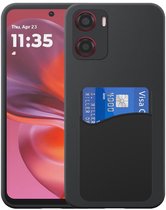 Geschikt voor Motorola Moto G05 / E15 Telefoonhoesje met Siliconen Pasjeshouder - Flexible Back Cover Case Siliconen TPU with Silicone Cardslot - Zwart - Smartphonica geschikt voor Motorola Moto G05