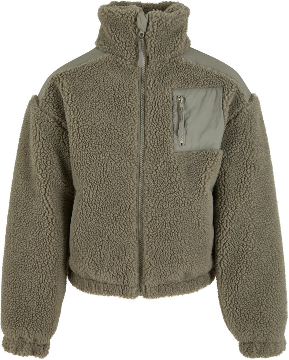 Urban Classics Sherpa Mix Kinder Jacket Kids 110/116 Groen