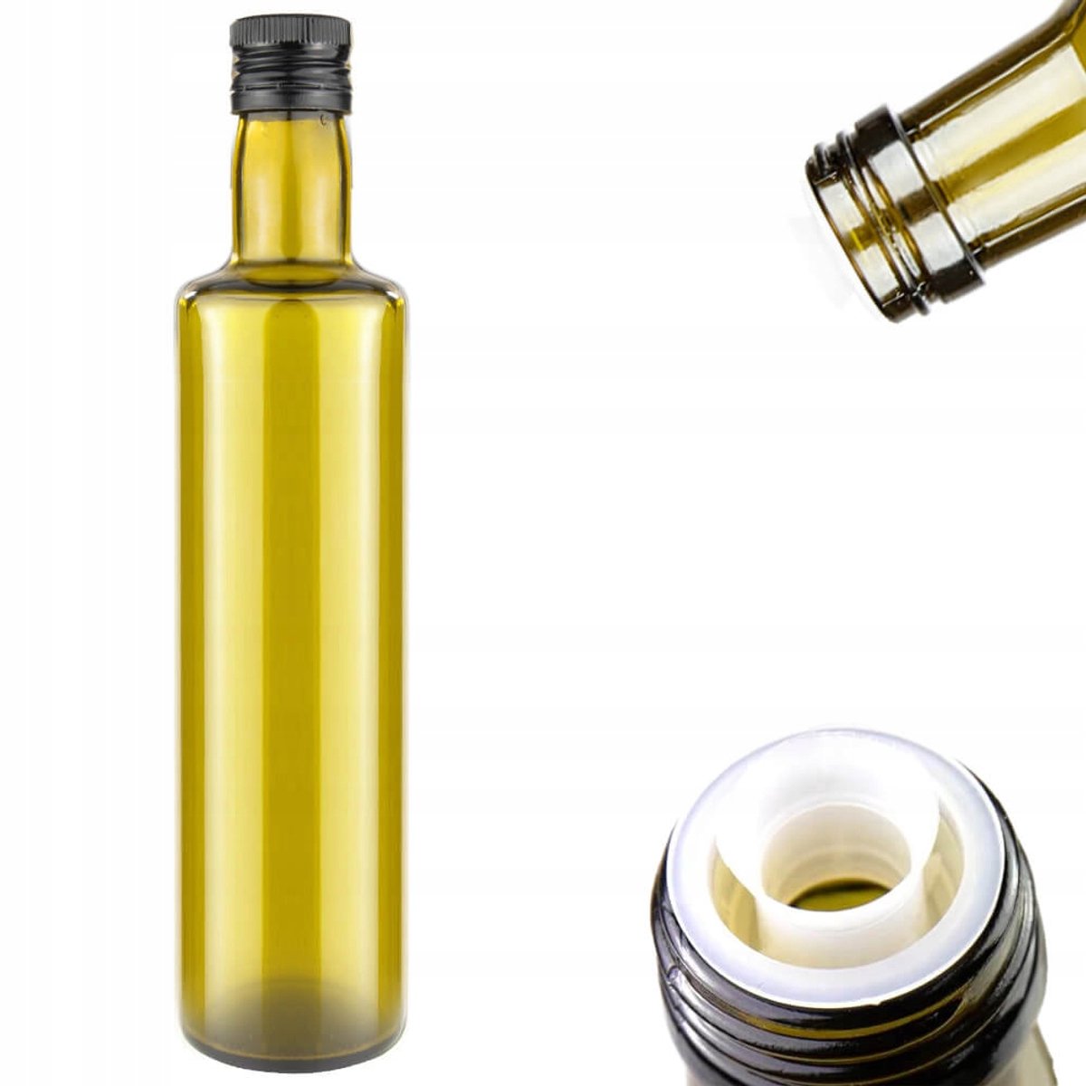 DORICA Olij Folie Fles 500ml met Doseerdop - Donkergroen Glas