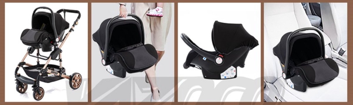 Premium 3-in-1 Kinderwagen Draagbaar Aluminium Frame - afbeelding 3