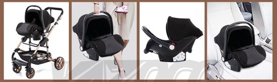 Premium 3-in-1 Kinderwagen - Draagbaar, Opvouwbaar, met Vering - Aluminium Frame - Inclusief Autostoel - Kwalitatieve Buggy voor Pasgeboren Baby - Luxe Multifunctionele Combi Kinderwagen - Grijs/Zwart van Kinderkraft — afbeelding 3