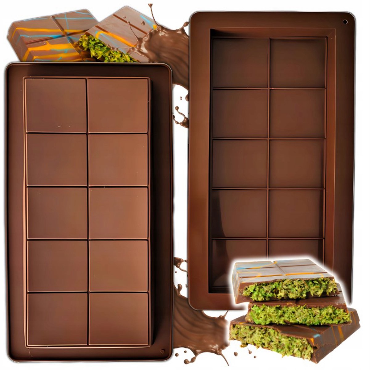 Siliconen Chocoladevorm Dubbele Tabl. 25cm - Pralines & Meer