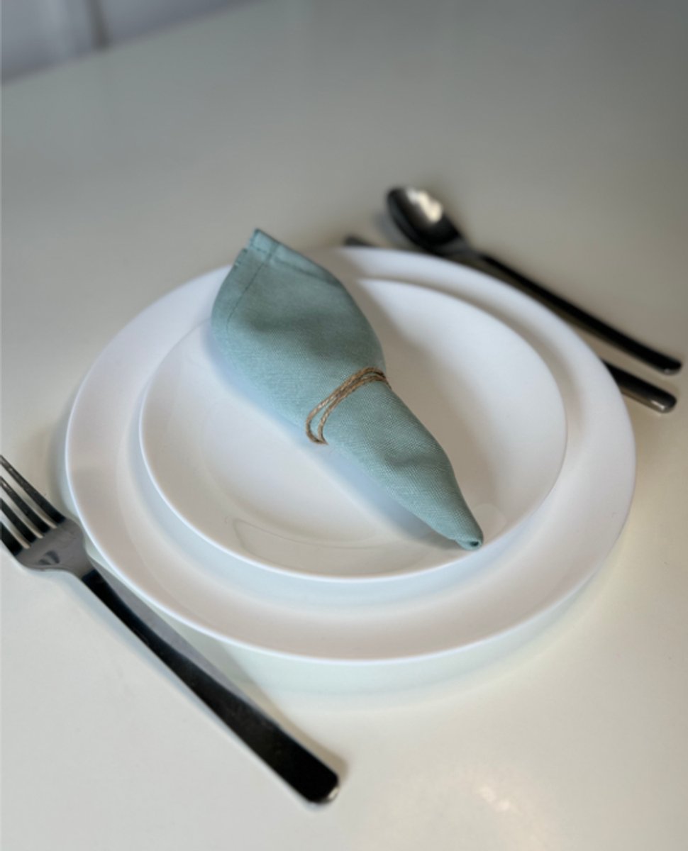Tavas Servetten - 30 x 30 cm - Set van 4 stuks - Turkoois - Katoen - Tafeldecoratie — cadeau in Wonen & Interieur - foto 3