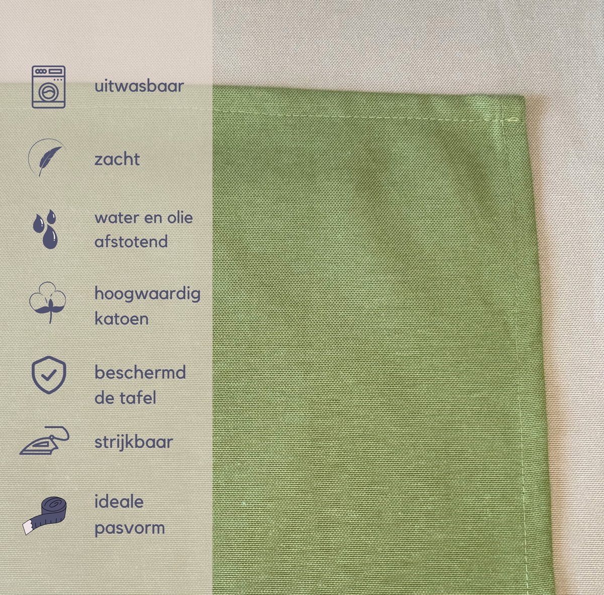 Tavas Servetten - 30 x 30 cm - Set van 4 stuks - Groen - Katoen - Tafeldecoratie — cadeau in Wonen & Interieur - foto 2